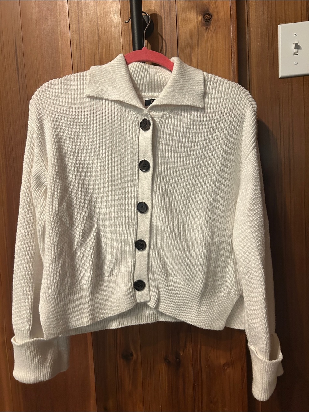 Quince Fisherman Ivory Ribbed Button-Up Knit Cardigan